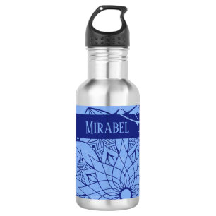 Aangepaste monochrome blauwe Mandala waterflacon Waterfles