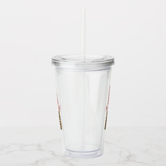 Aangepaste monogram A roze luipaard Acryl Drinkbeker (Rechts)