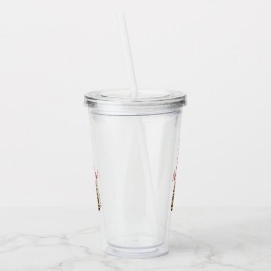 Aangepaste monogram A roze luipaard Acryl Drinkbeker (Links)