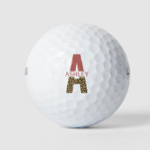 Aangepaste monogram A roze luipaard Golfballen (Voorkant)