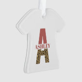 Aangepaste monogram A roze luipaard Ornament (voorkant)