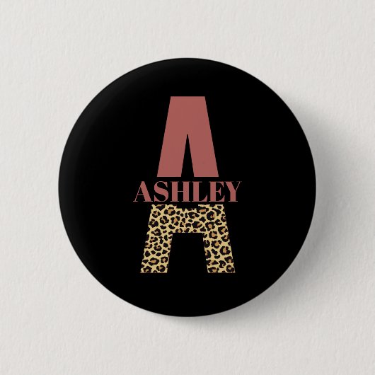 Aangepaste monogram A roze luipaard Ronde Button 5,7 Cm (Voorkant)