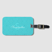 Aangepaste monogram Abstract patroon turquoise bla Bagagelabel (Voorkant (horizontaal))