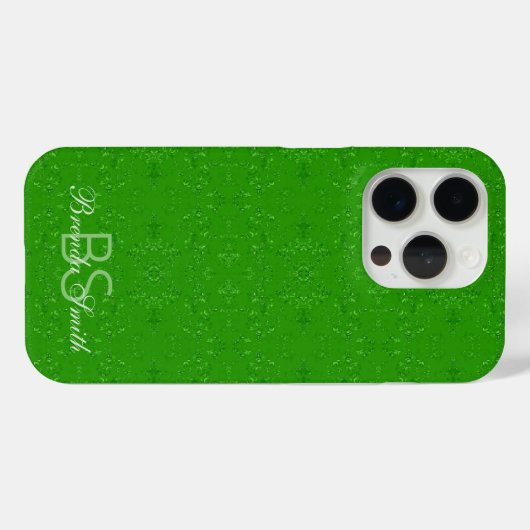 Aangepaste monogram Abstract patroonveer groen Case-Mate iPhone Case (Achterkant (horizontaal))