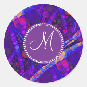 Aangepaste monogram Abstracte cirkels Ronde Sticker