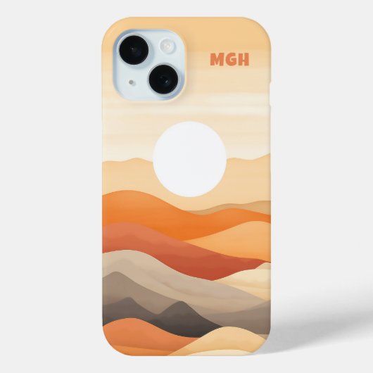 Aangepaste Monogram Abstracte landschapsillustrati Case-Mate iPhone Case (Achterkant)