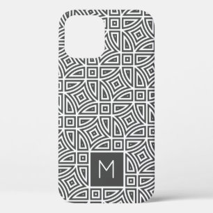 Aangepaste monogram Abstracte patroontelefoongeval iPhone 12 Hoesje