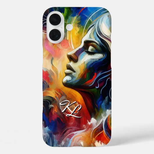 Aangepaste Monogram Abstracte Vrouw Portret Telefo Case-Mate iPhone Case (Achterkant)