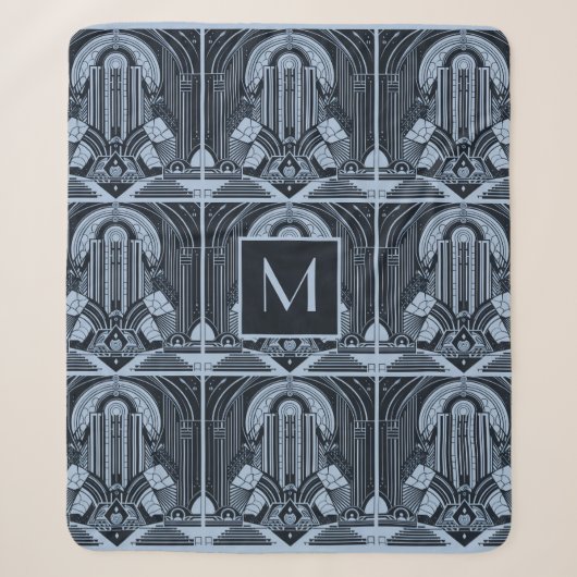 Aangepaste Monogram Art Deco Sherpa Deken (Voorkant)
