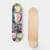 Aangepaste Monogram B Jewel Tone Waterverf Bloemen Skateboard (Voorkant)