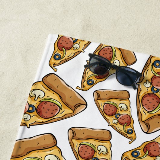 Aangepaste monogram badhanddoek Pizza Pattern (In situ)