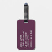 Aangepaste Monogram Bagagelabel Paarse Plum (Achterkant verticaal)