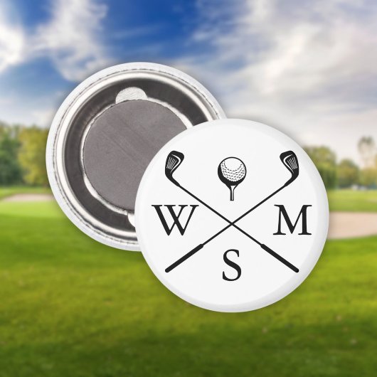 Aangepaste monogram beginletters zwart en wit magneet