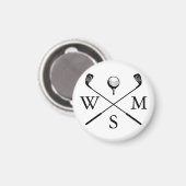Aangepaste monogram beginletters zwart en wit magneet (Voorkant / Achterkant)