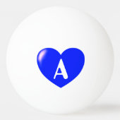 Aangepaste monogram Big Blue Heart Ping Ball (Voorkant)