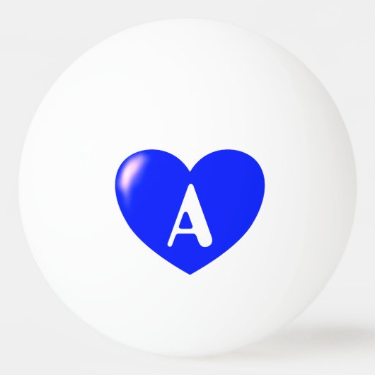 Aangepaste monogram Big Blue Heart Ping Ball (Voorkant)