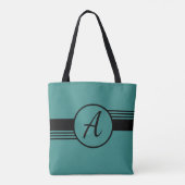 Aangepaste monogram blauw en zwarte Canvas tas (Achterkant)