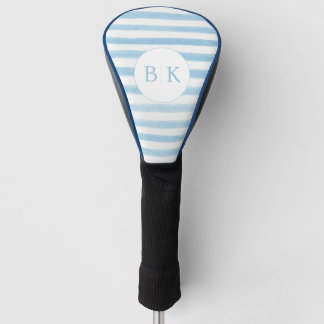 Aangepaste Monogram Blauw Gestreepte Golfkop Hoesj Golfheadcover