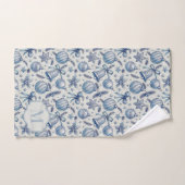 Aangepaste Monogram Blauw Toile Kerst Ornamenten Bad Handdoek (Handdoek)