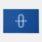 Aangepaste Monogram Blauw Wit Naam Deurmat (Voorkant)