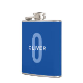 Aangepaste Monogram Blauw Wit Naam Heupfles (Links)