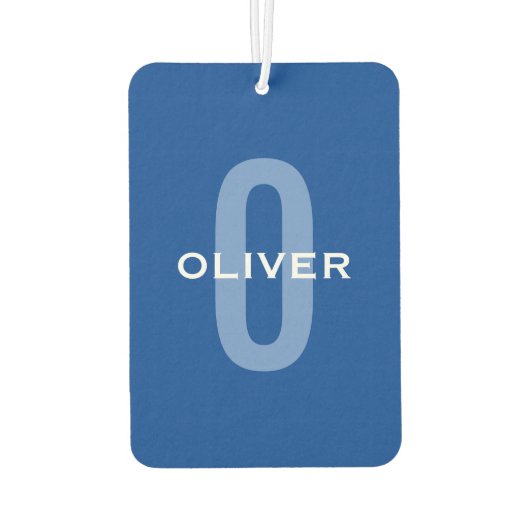 Aangepaste Monogram Blauw Wit Naam Luchtverfrisser (Achterkant)