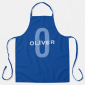Aangepaste Monogram Blauw Wit Naam Schort (Voorkant)