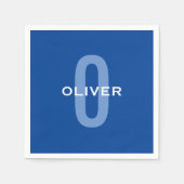 Aangepaste Monogram Blauw Wit Naam Servet (Voorkant)