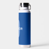 Aangepaste Monogram Blauw Wit Naam Waterfles (Achterkant)