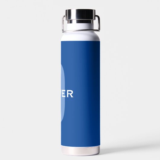 Aangepaste Monogram Blauw Wit Naam Waterfles (Achterkant)