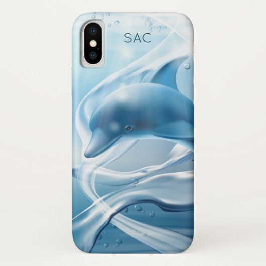 Aangepaste monogram blauwe dolfijn telefoondoosjes Case-Mate iPhone case (Achterkant)