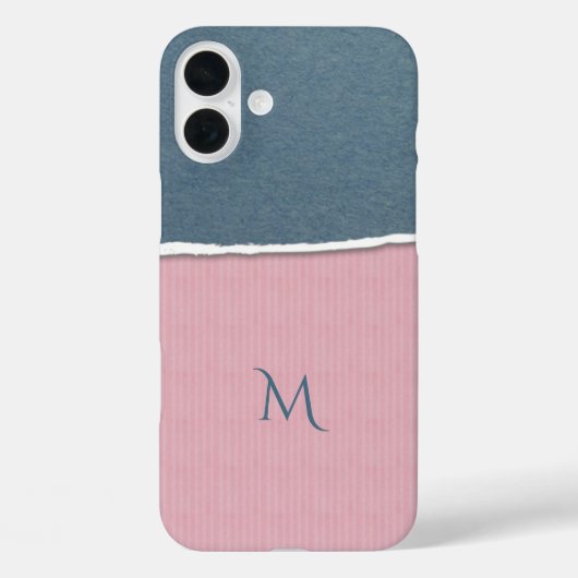 Aangepaste monogram blauwe en roze textuur telefoo Case-Mate iPhone case (Achterkant)