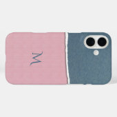 Aangepaste monogram blauwe en roze textuur telefoo Case-Mate iPhone case (Achterkant (horizontaal))