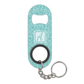 Aangepaste monogram blauwe spiegel mini flessenopener (Achterkant)