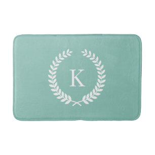 Aangepaste monogram Blauwgroen Munt Groen en Wit Badmat