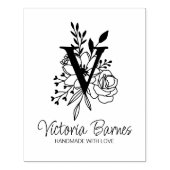 Aangepaste Monogram Bloemen Handgemaakte Business Rubberstempel (Afrduk)