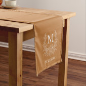 Aangepaste Monogram Bloemen Korte Tafelloper (Voorbeeld)