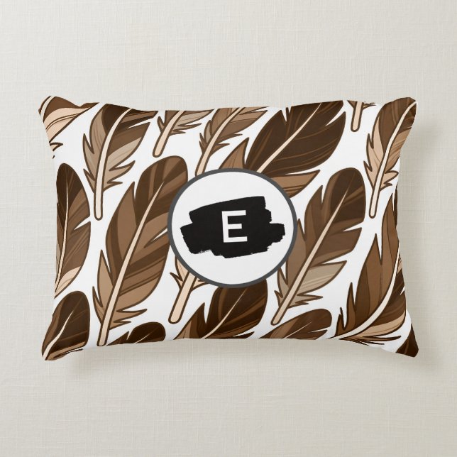 Aangepaste Monogram Boho Accent Kussen – Bruine Ve (Voorkant)