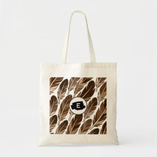 Aangepaste Monogram Boho Canvas tas – Bruine Veren