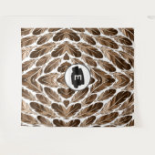 Aangepaste Monogram Boho Tapestry – Bruine Veren Wandkleed (Voorkant (horizontaal))