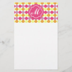 Aangepaste Monogram briefpapier Kleurrijke Stippen