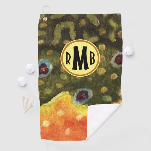 Aangepaste monogram Brook forel Fisherman's Golfhanddoek (Insitu)