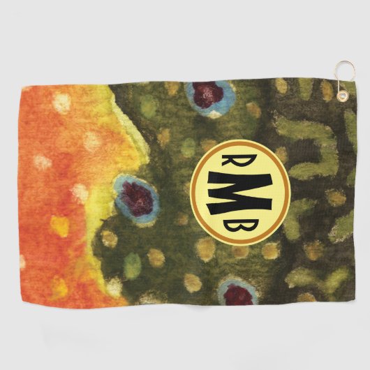 Aangepaste monogram Brook forel Fisherman's Golfhanddoek (Horizontaal)