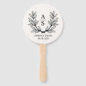 Aangepaste Monogram bruiloft Logo met krans Handwaaier (Achterkant)