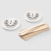 Aangepaste Monogram bruiloft Logo met krans Handwaaier (Niet-gemonteerd)