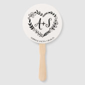 Aangepaste Monogram bruiloft Logo met krans Handwaaier (Achterkant)