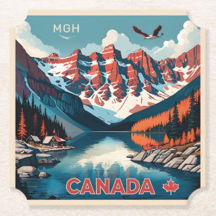 Aangepaste Monogram Canada Reizen Poster Kartonnen Onderzetters