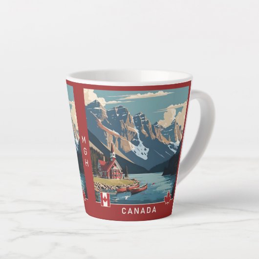 Aangepaste Monogram Canada Reizen Poster Latte Mok (Rechterhoek)