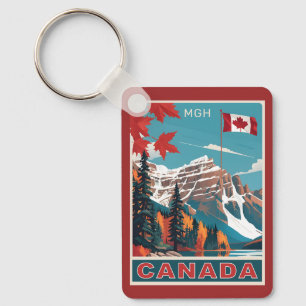 Aangepaste Monogram Canada Reizen Poster Sleutelhanger