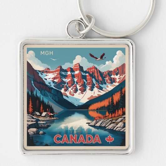 Aangepaste Monogram Canada Reizen Poster Sleutelhanger (Voorkant)